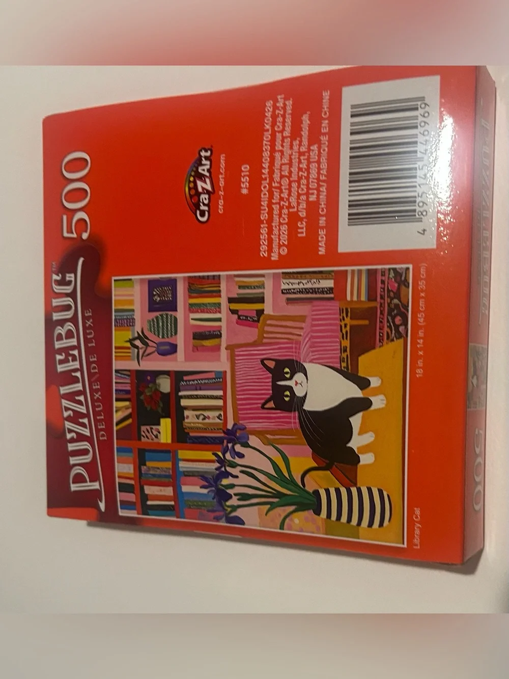 New “Library Cat” Puzzle with Cat 500 Pieces Puzzlebug DeLuxe 20” x 12”